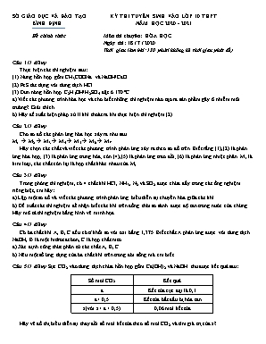 Đề thi tuyển sinh vào Lớp 10 THPT môn Hóa học - Năm học 2020-2021 - Tỉnh Bình Định